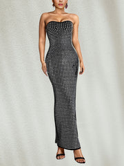 Fashion Rhinestone Slim Fit Party Club Strapless Dress