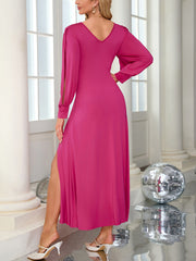 Twist Front V-Neck Cutout Sleeve Maxi Dress