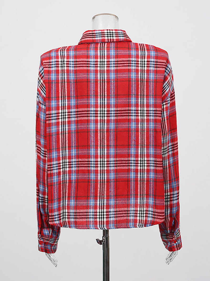 Casual Long Sleeve Loose Plaid Button-Up Shirt