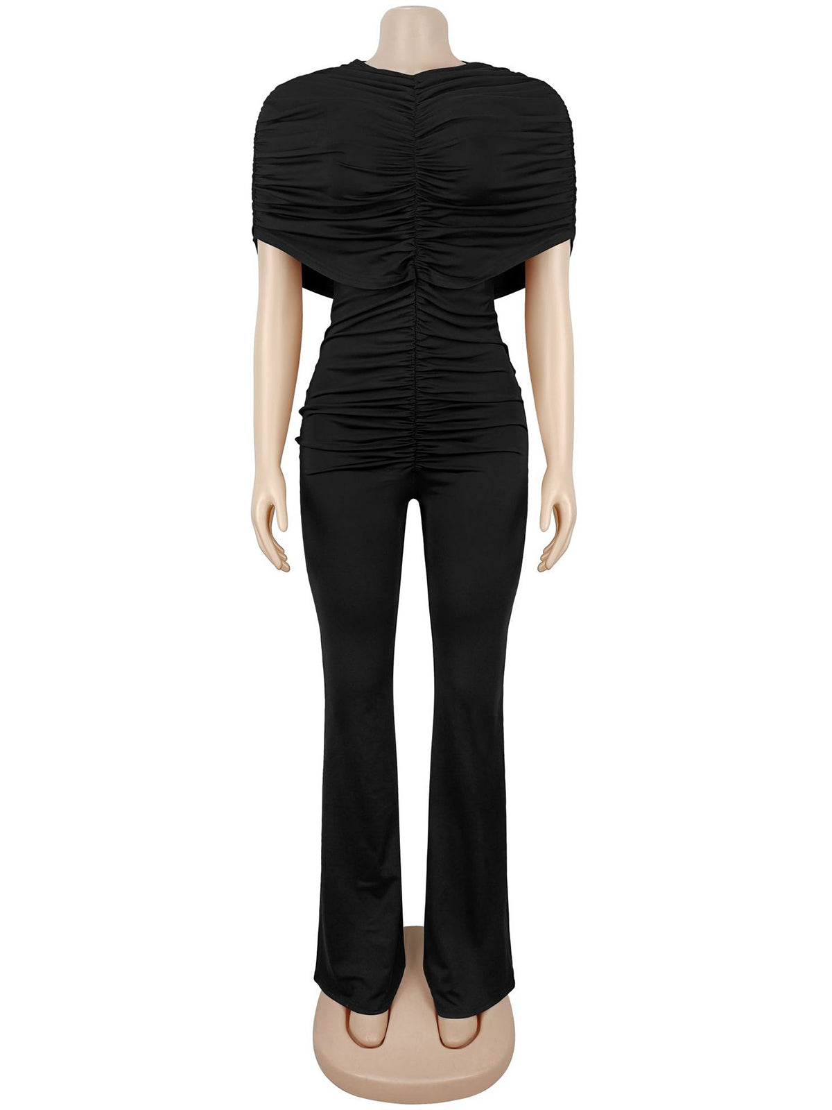 Fashion Ruched Slim Wide Leg Jumpsuit