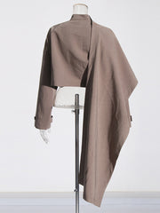 Fashion Asymmetry Long Sleeve Cape Coat