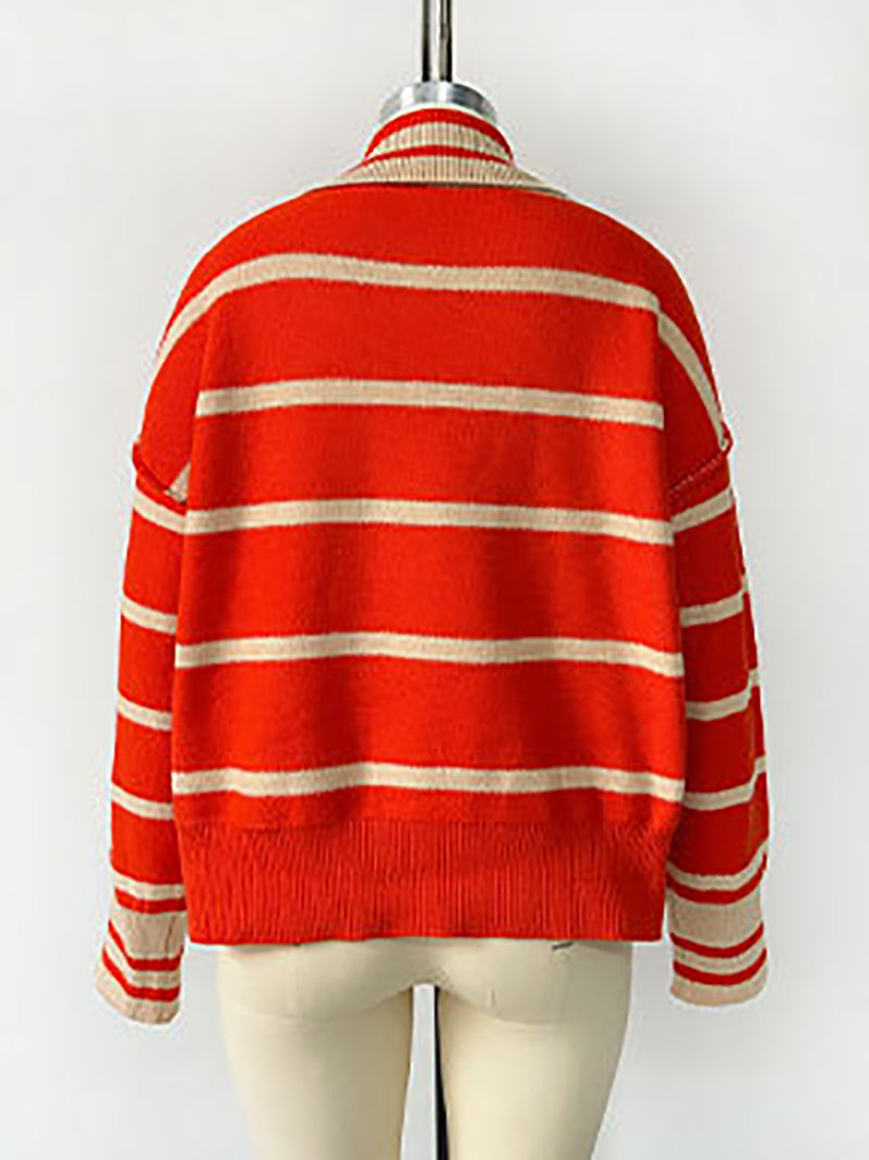 Fashion Stripe Loose Knit Sweater