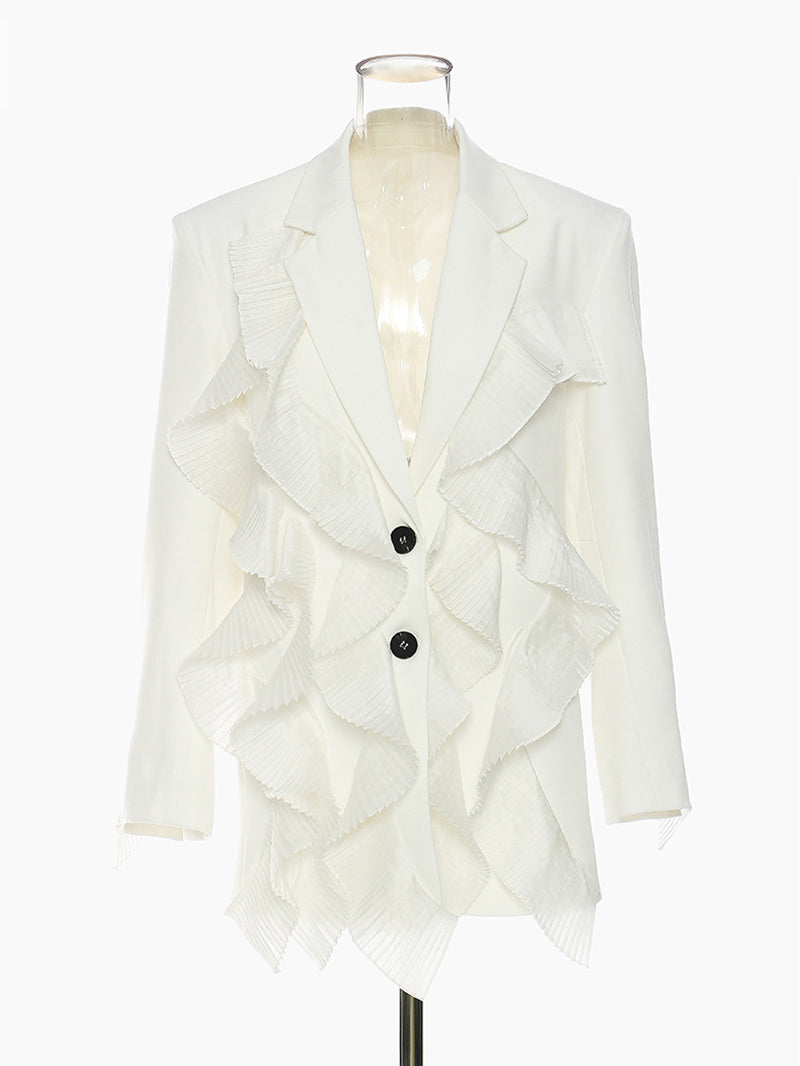 Fashion Pleat Ruffles Suit Coat