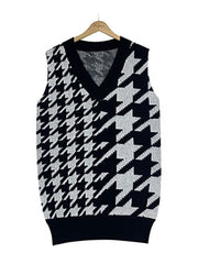 Houndstooth Knit Sweater Waistcoat