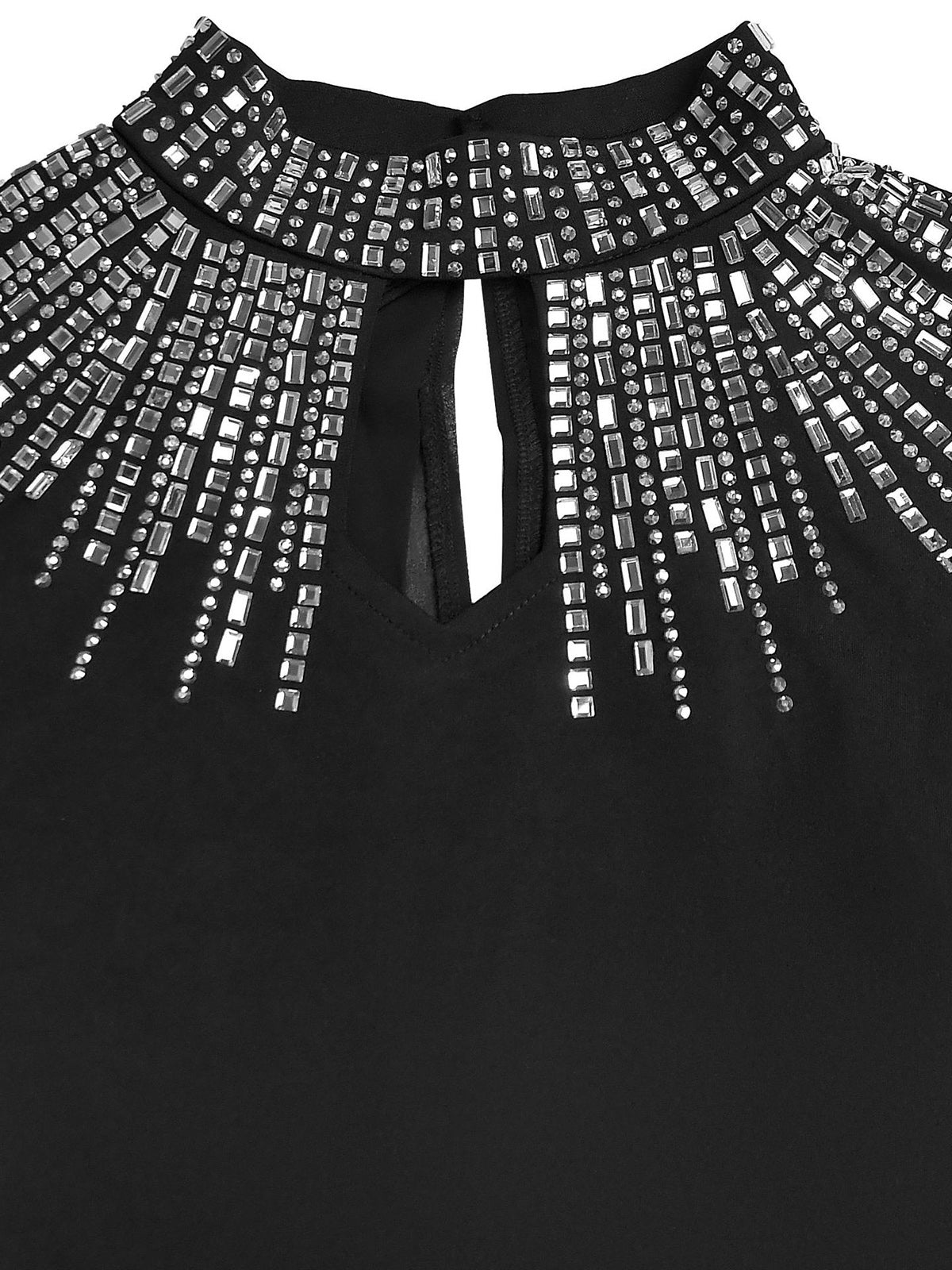 Elegant Rhinestone O Neck Slit Maxi Dress