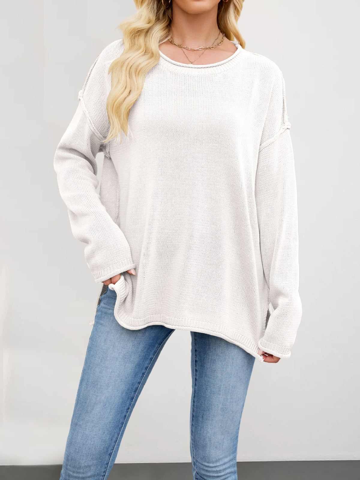 Casual Crewneck Oversized Knit Sweater