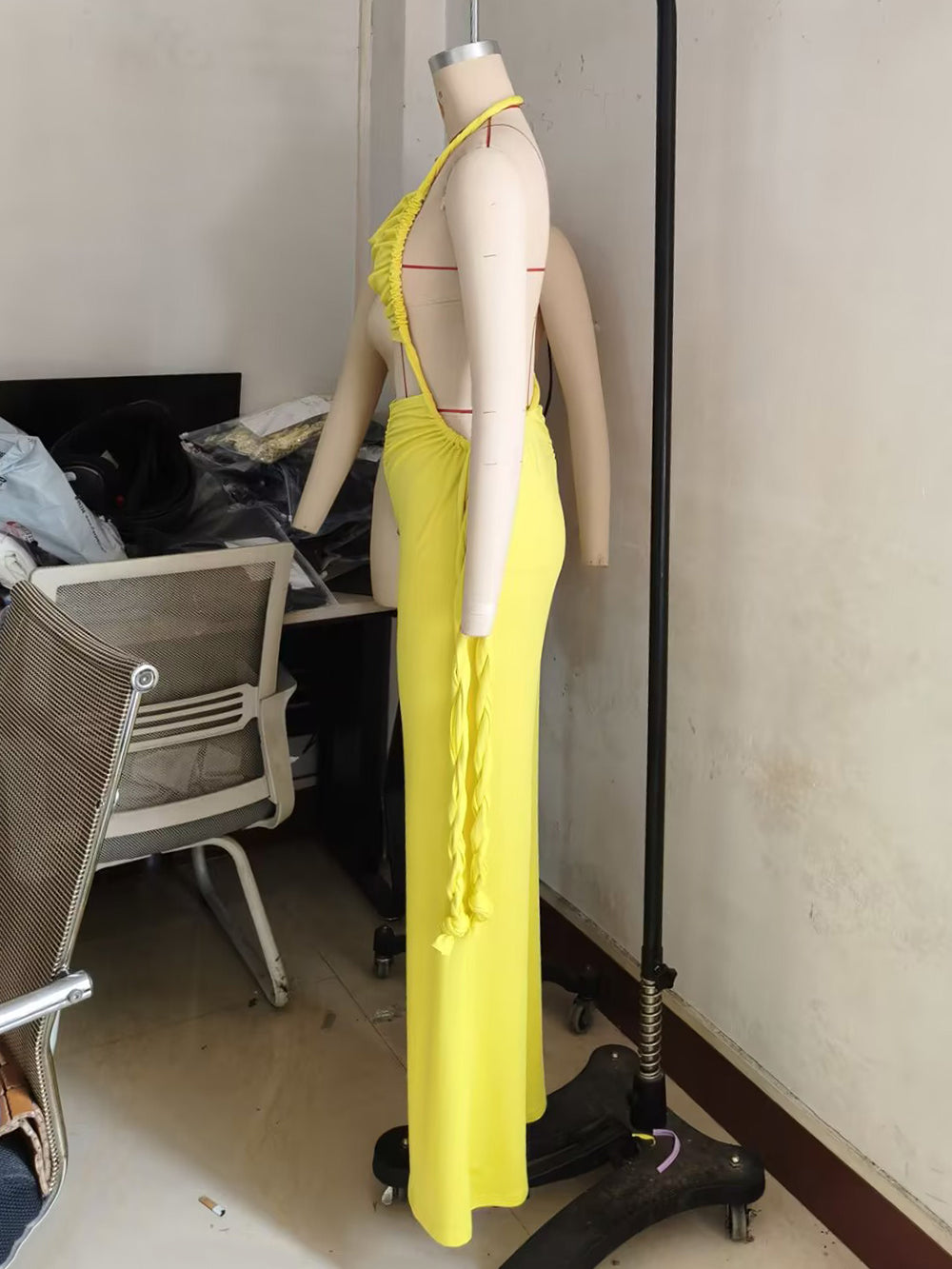 Sexy Ruched Backless Wide Leg Jumpsuit