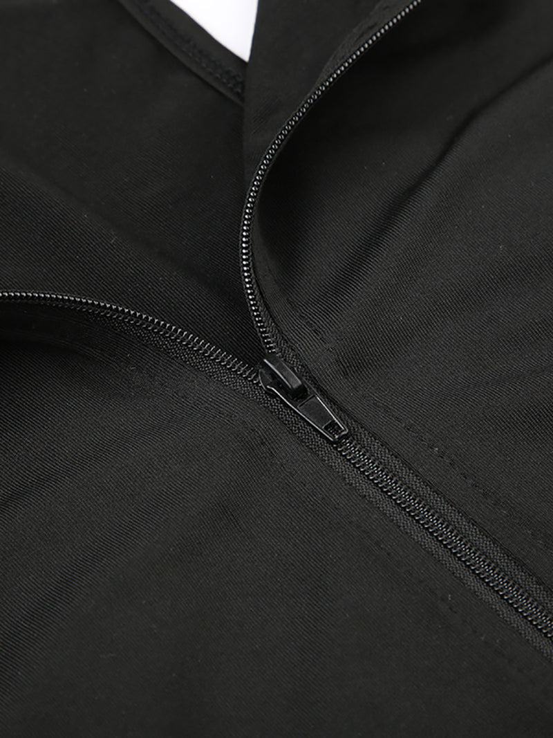 Casual Zipper Half Open Sports Yoga Jumpsuit