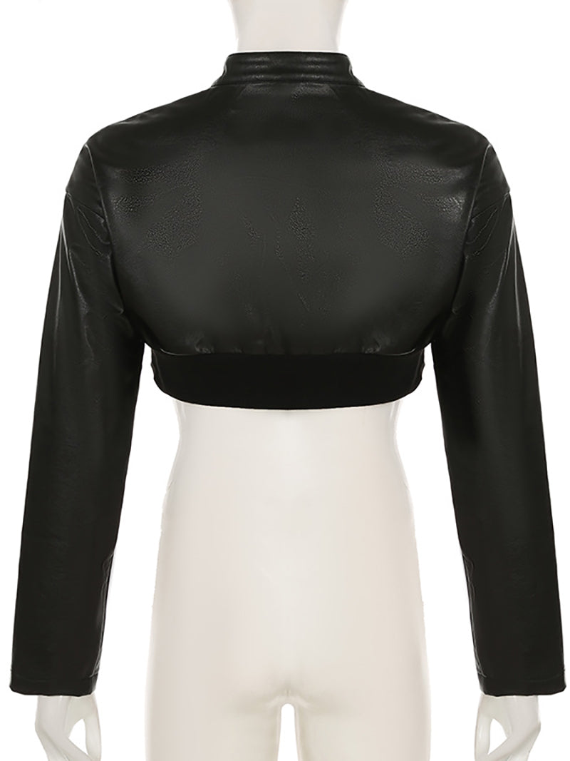 Fashion Faux Leather Cropped Jacket