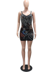 Rhinestone Swirl Sweetheart Mini Dress