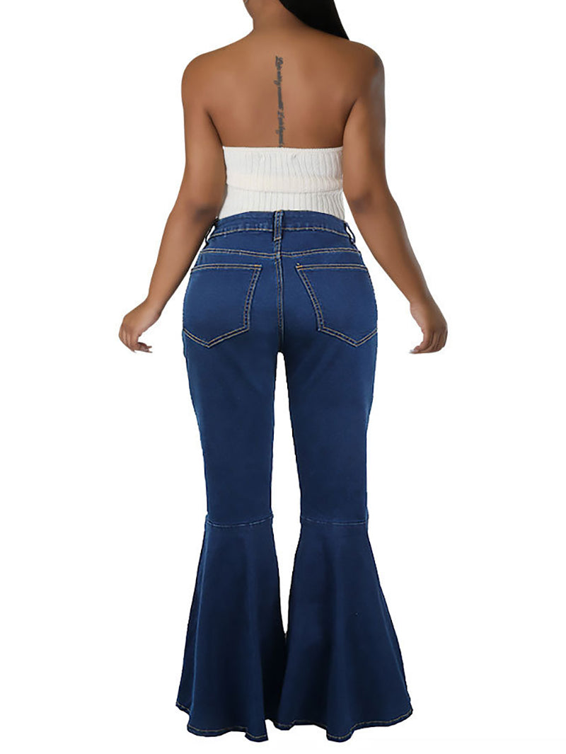 Fashion Stretchy Bell Bottom Denim Pants Jeans