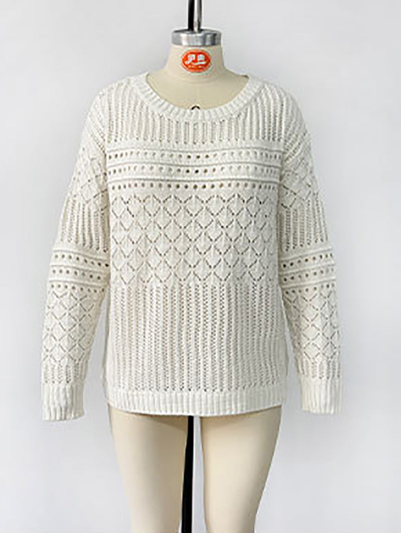 Round Neck Hollow out Knit Sweater