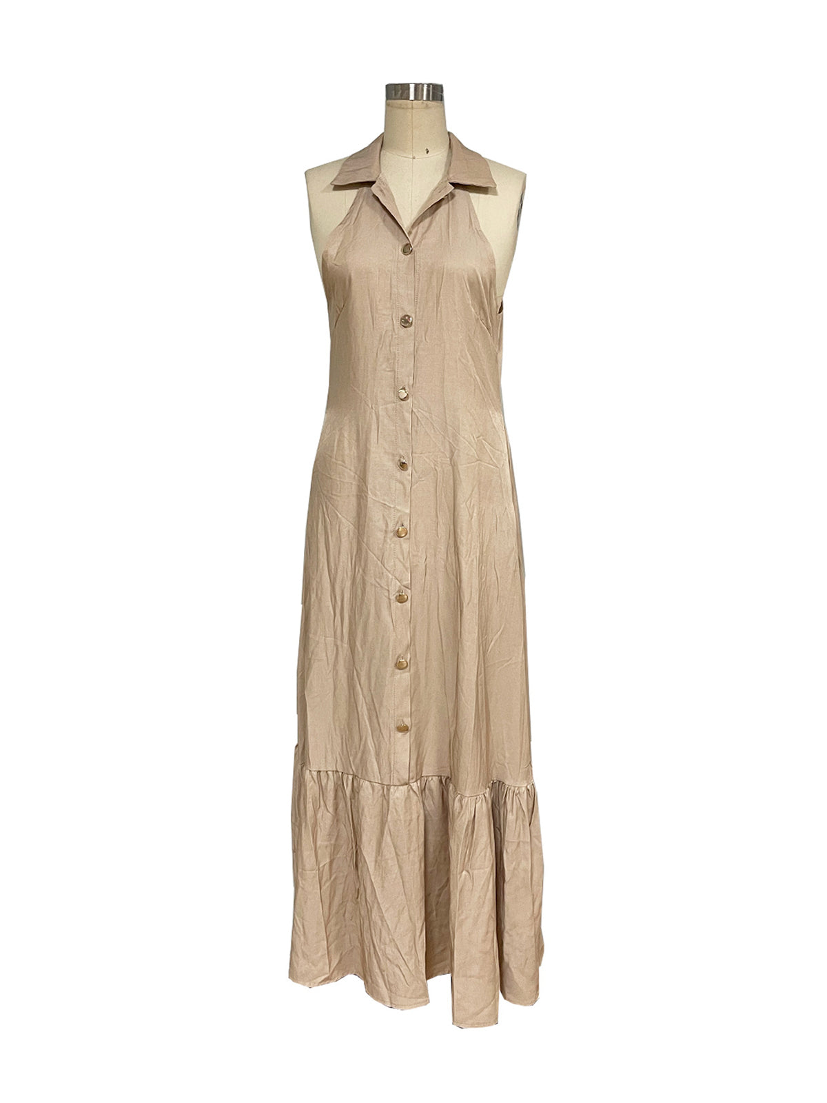 Casual Sleeveless Single-breasted Loose Maxi Dress