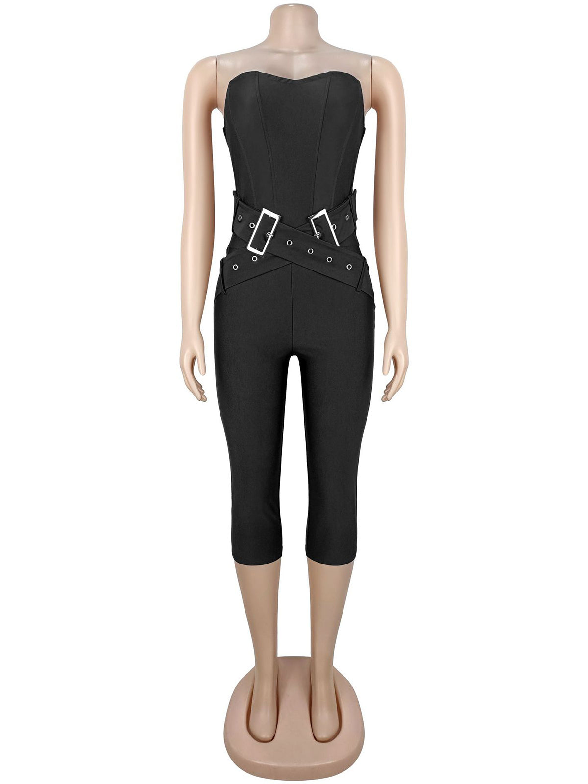 Fashion Strapless Corset Capri Jumpsuit
