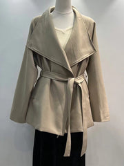 Solid Color Fashion Belted Trench Coat