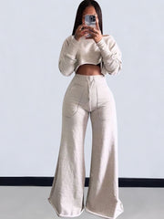 Casual Long Sleeve Top and Pants Set