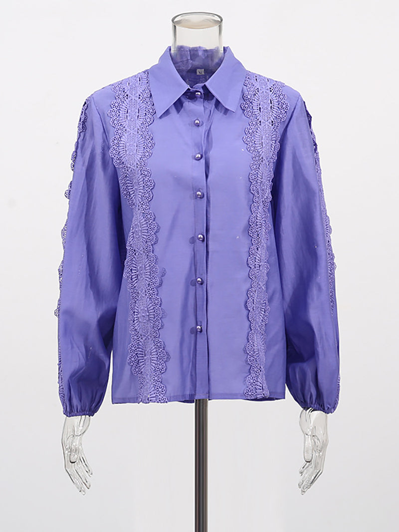 Patchwork Lace Embroider T-shirt Wide Leg Pant Sets