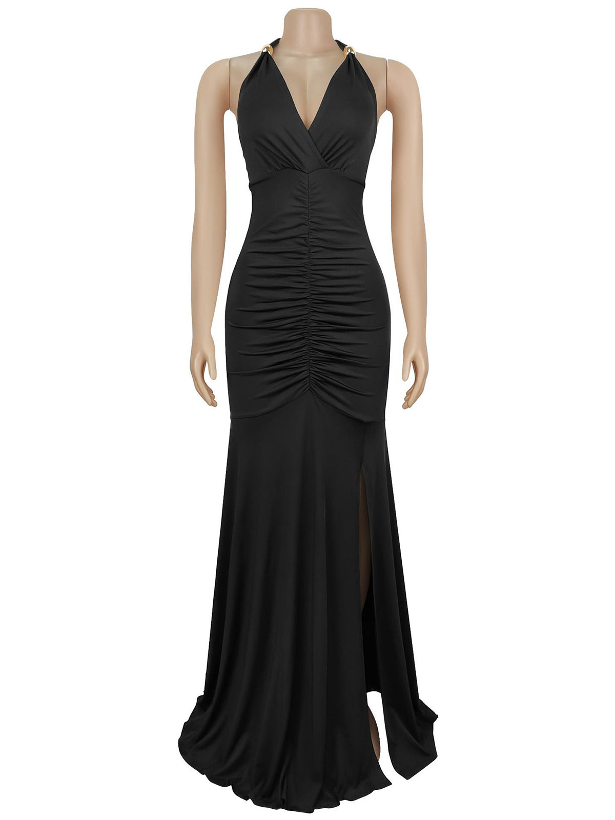 Sexy Backless Slim High Split Halter Maxi Dress