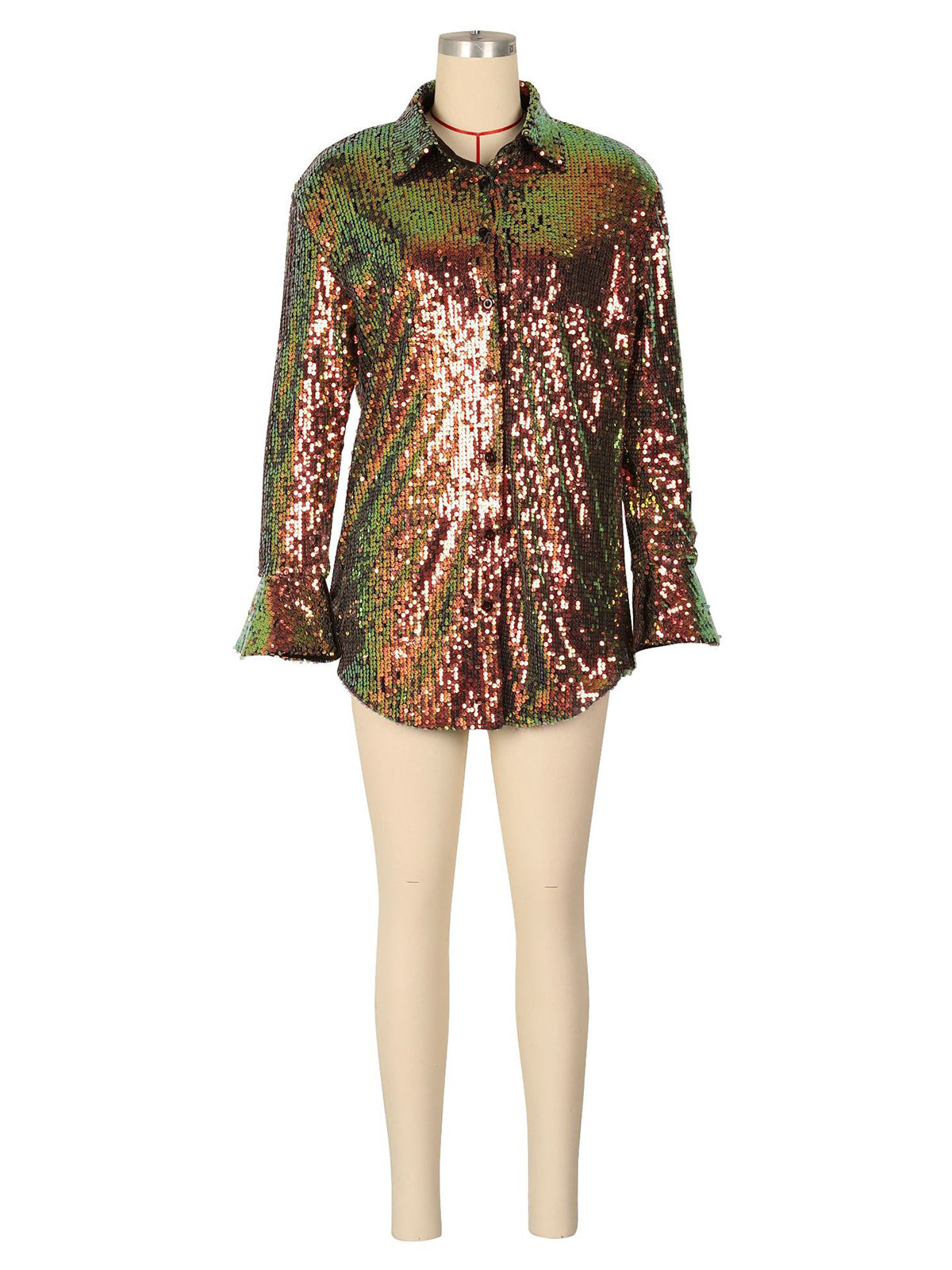 Casual Loose Button Up Sequin Shirt Jacket