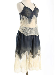 Fashion Lace Patchwork Denim Top and Shorts Sets