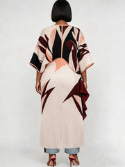 Color Block Pleated High Low Ruffle Cover Up