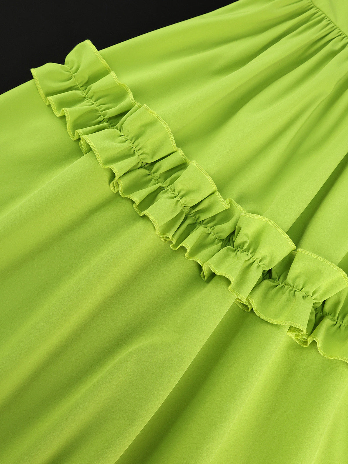 V Neck Sleeveless Ruffles High Waist Hollow Maxi Dress
