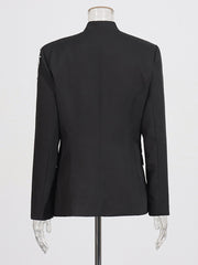 Fashion Rhinestone Pearl Decorate Slim Blazer