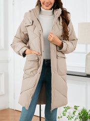 Fashion Long Sleeve Hooded Down Coat