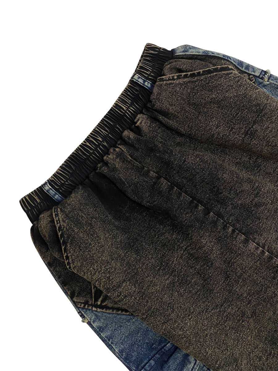 Fashion Casual Denim Patchwork Baggy Joggers