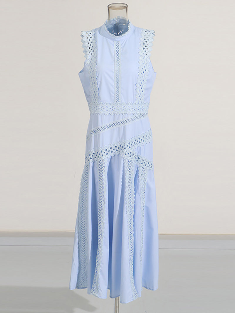 Elegance Lace Patchwork Sleeveless Slim Dress