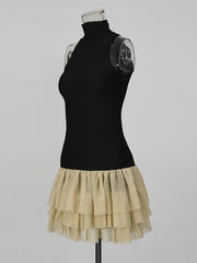 Fashion Slim Sleeveless Ruffle Mini Dress