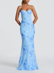 Fashion Spaghetti Straps Backless Bandage Maxi Dress