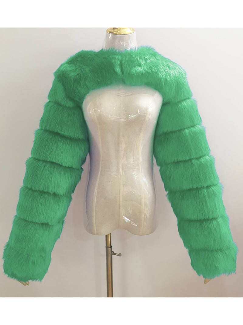 Fluffy Faux Fur Warm Shawl Jacket Coat