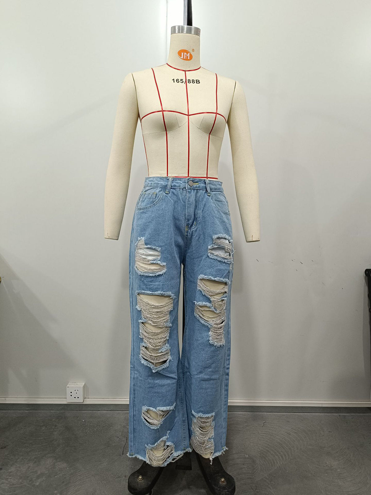 Casual High Waist Ripped Loose Jeans