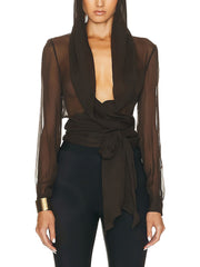 Irreplaceable Hooded Tie Waist Bandage Top
