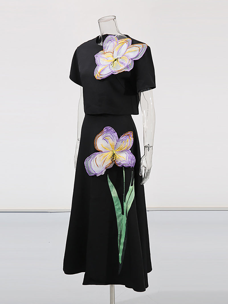 Fashion Slim-fit Spliced Appliques Two Piece Sets