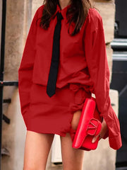 Fashion Shirt and Ultra Mini Skirt Set
