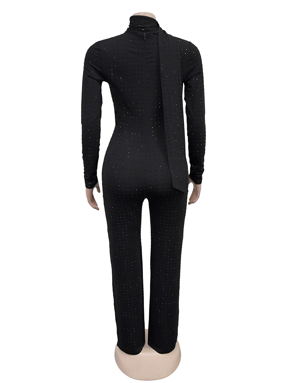 Sexy Deep V Scarf Rhinestone Jumpsuit