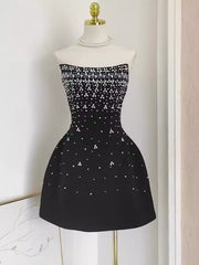 Rhinestone Strapless Mini Party Dress-boutique