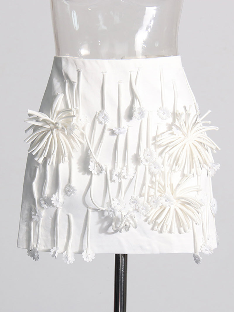 Fashion High Waist Tassels Short Skirt