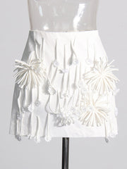 Fashion High Waist Tassels Short Skirt