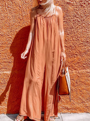 Fashion Spaghetti Straps Wide Leg Jumpsuit