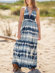 Sexy Tie-Dye Halter Backless Beach Dress