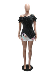 Fashion One Shoulder Irregular Ruffles Tops