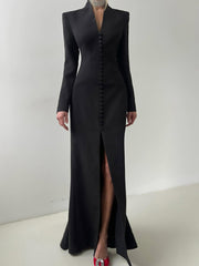 Fashion V-Neck High Slit Party Club Dress