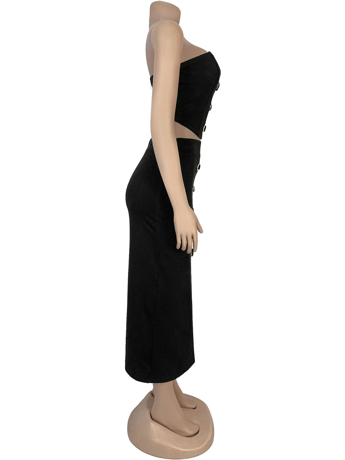 Sexy Lace-Up Tube Fitted Split Hem Skirt Sets