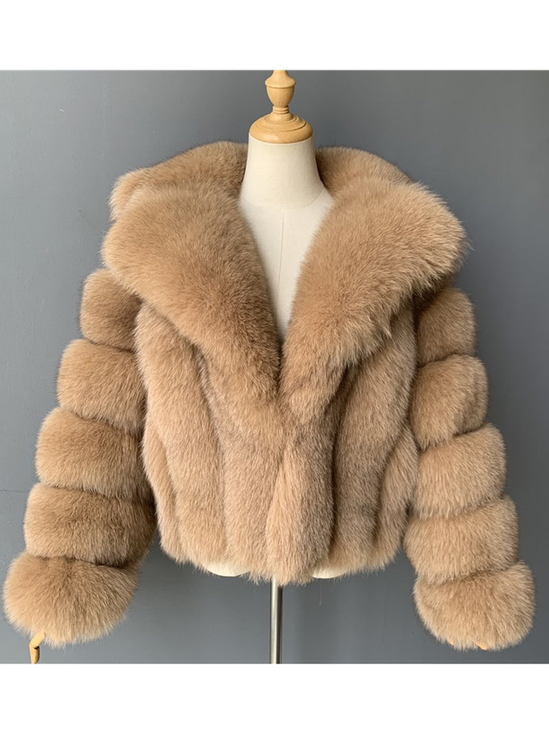 Fashion Faux Fur Suit Collar Jacket Coat