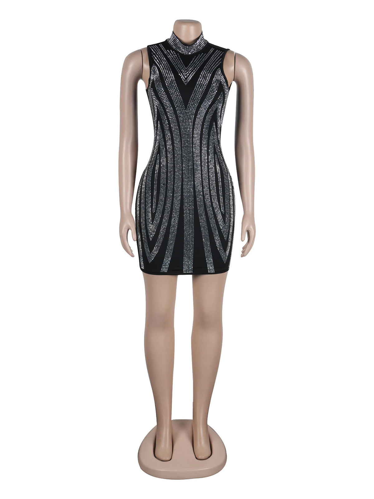 Sexy Elasticity Rhinestones Clubwear Mini Dress