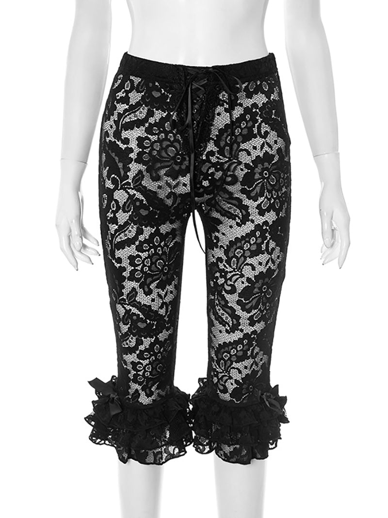 Sexy Lace See Through Casual Pants