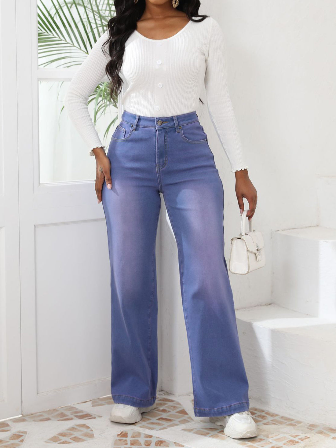 High Waist Casual Straight Pants Jeans